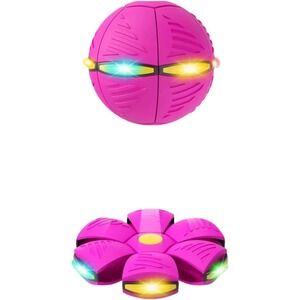 Kids‎ LED Light Up Flying Disc Ball Deformation Toy Pink 2 Pack Pop Phlat Magic